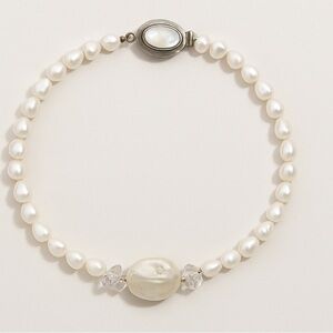 Handcrafted Baroque Pearl & Sterling Silver Statement Bracelet / Short Necklace